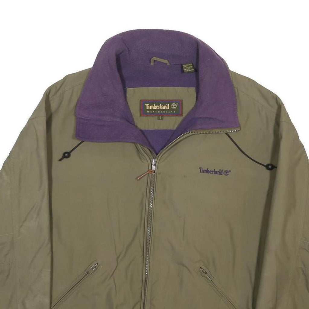 TIMBERLAND Mens Beige Purple Outdoor Jacket S Nylon Plain Zip Casual