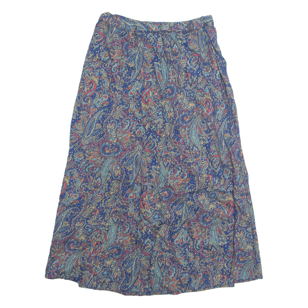 Womens A-Line Skirt Blue Knee Length Floral S