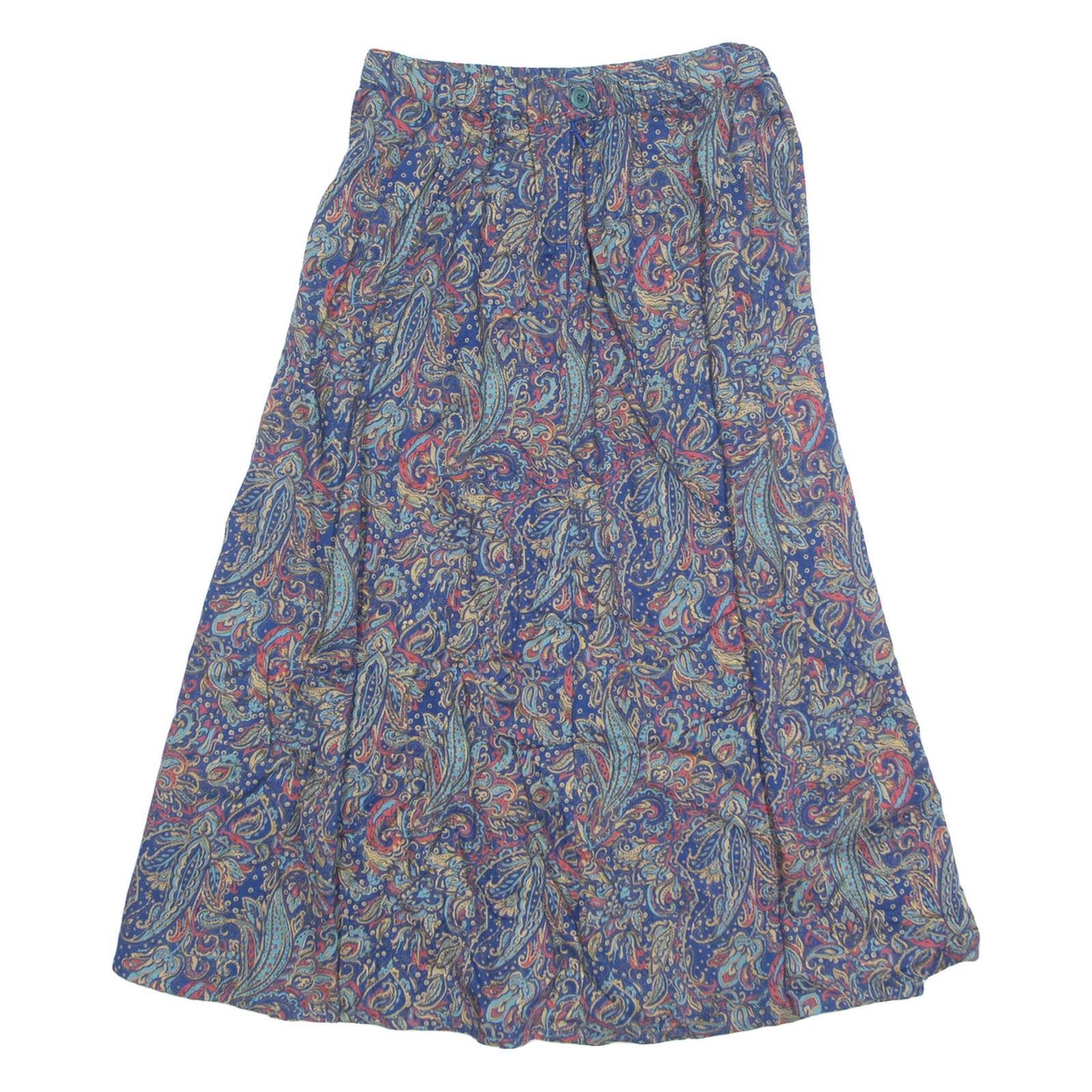 Womens A-Line Skirt Blue Knee Length Floral S
