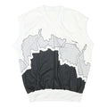 CARLO MAGGIO Mens White & Grey Black Abstract Pattern V-Neck S Sleeveless