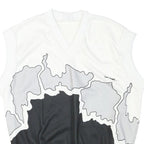 CARLO MAGGIO Mens White & Grey Black Abstract Pattern V-Neck S Sleeveless