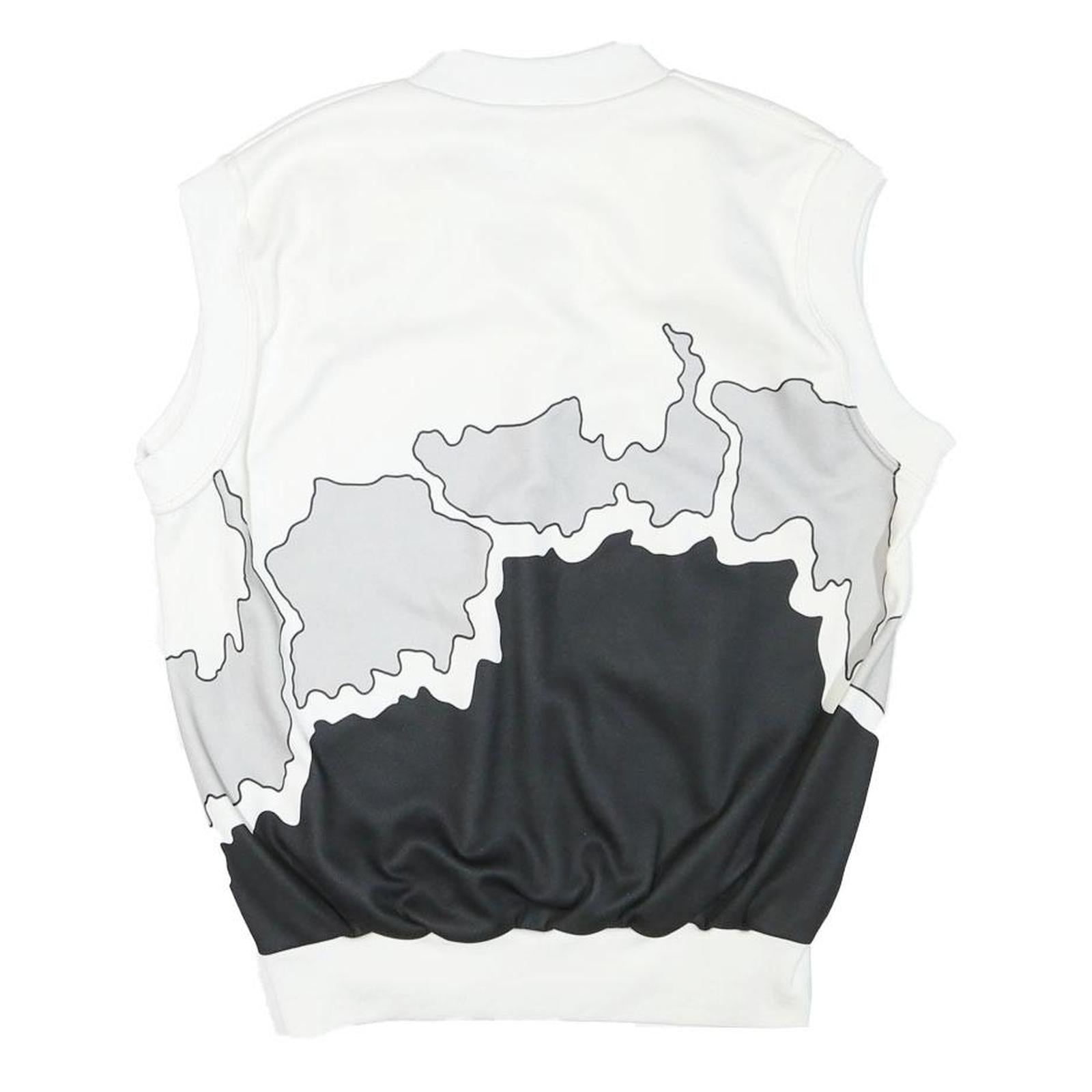 CARLO MAGGIO Mens White & Grey Black Abstract Pattern V-Neck S Sleeveless