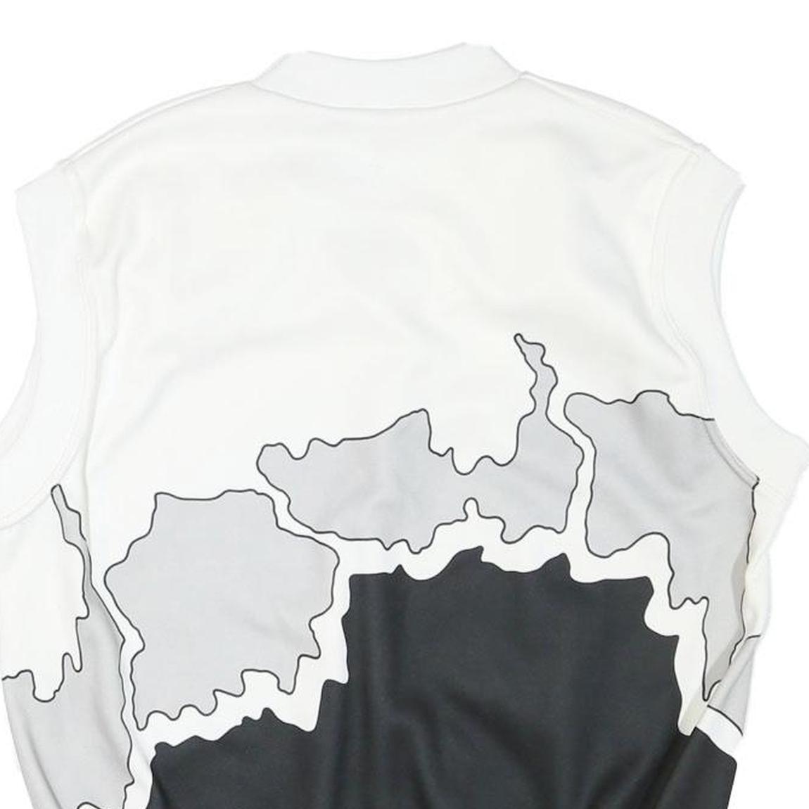 CARLO MAGGIO Mens White & Grey Black Abstract Pattern V-Neck S Sleeveless