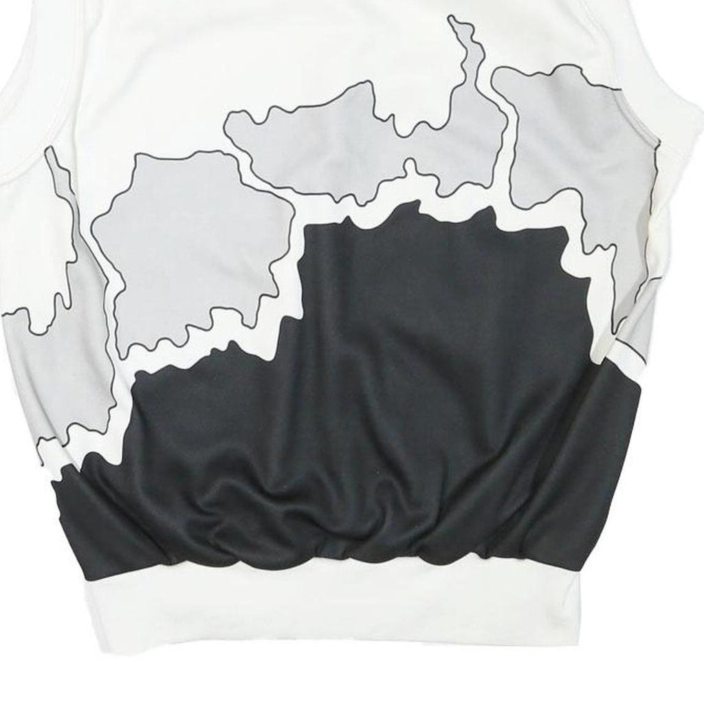 CARLO MAGGIO Mens White & Grey Black Abstract Pattern V-Neck S Sleeveless