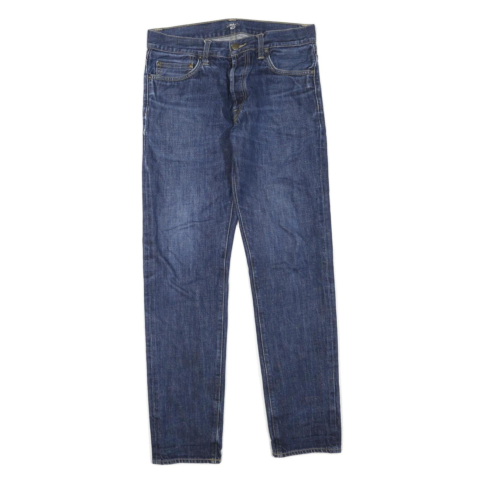 CARHARTT Mens Jeans Blue Regular Straight Denim Raw W32 L32 Button Closure