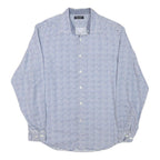NAUTICA Mens Blue & White Striped Shirt L Cotton Blend Casual Summer Classic