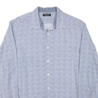 NAUTICA Mens Blue & White Striped Shirt L Cotton Blend Casual Summer Classic