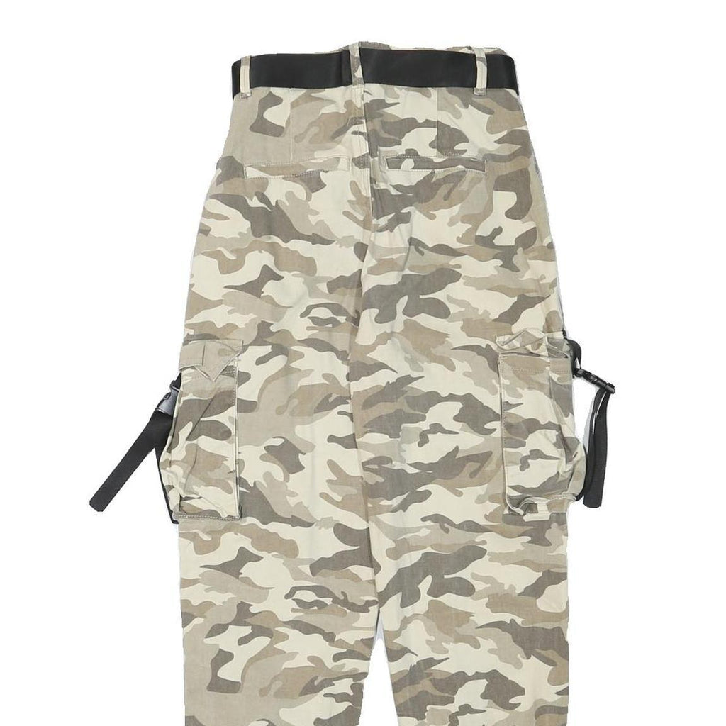 FB SISTER Womens Cotton Blend Beige Camouflage Relaxed Cargo Trousers W22 L26
