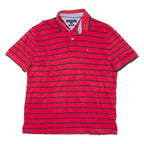 TOMMY HILFIGER Mens Polo Shirt Red Striped L