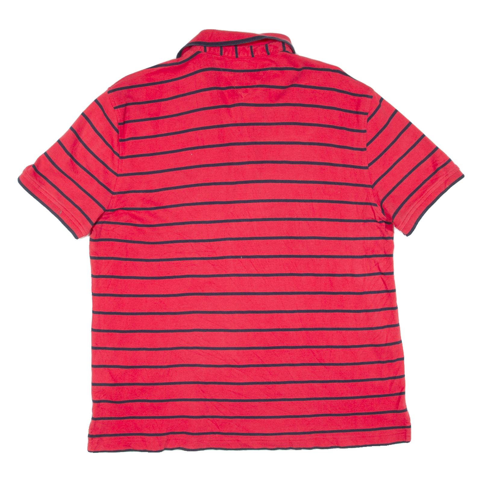 TOMMY HILFIGER Mens Polo Shirt Red Striped L