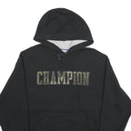 CHAMPION Mens Black Pullover Hoodie L Cotton Blend Classic Logo Hoodie