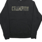 CHAMPION Mens Black Pullover Hoodie L Cotton Blend Classic Logo Hoodie