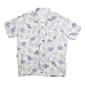 BLUE CALLER Mens White & Blue Leaf Print Casual Shirt 3XL Cotton Summer Short