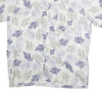 BLUE CALLER Mens White & Blue Leaf Print Casual Shirt 3XL Cotton Summer Short