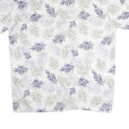 BLUE CALLER Mens White & Blue Leaf Print Casual Shirt 3XL Cotton Summer Short