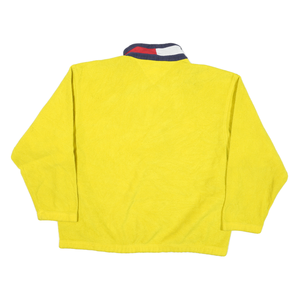 TOMMY HILFIGER Mens Yellow Pullover Plain Crew Neck Basic Knit Jumper L Fleece