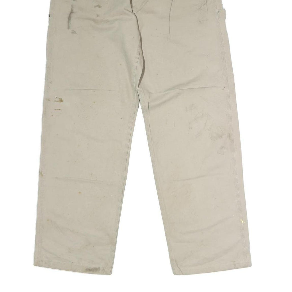 DICKIES Mens Beige Cotton Blend Regular Fit Straight Leg Trousers W32 L32