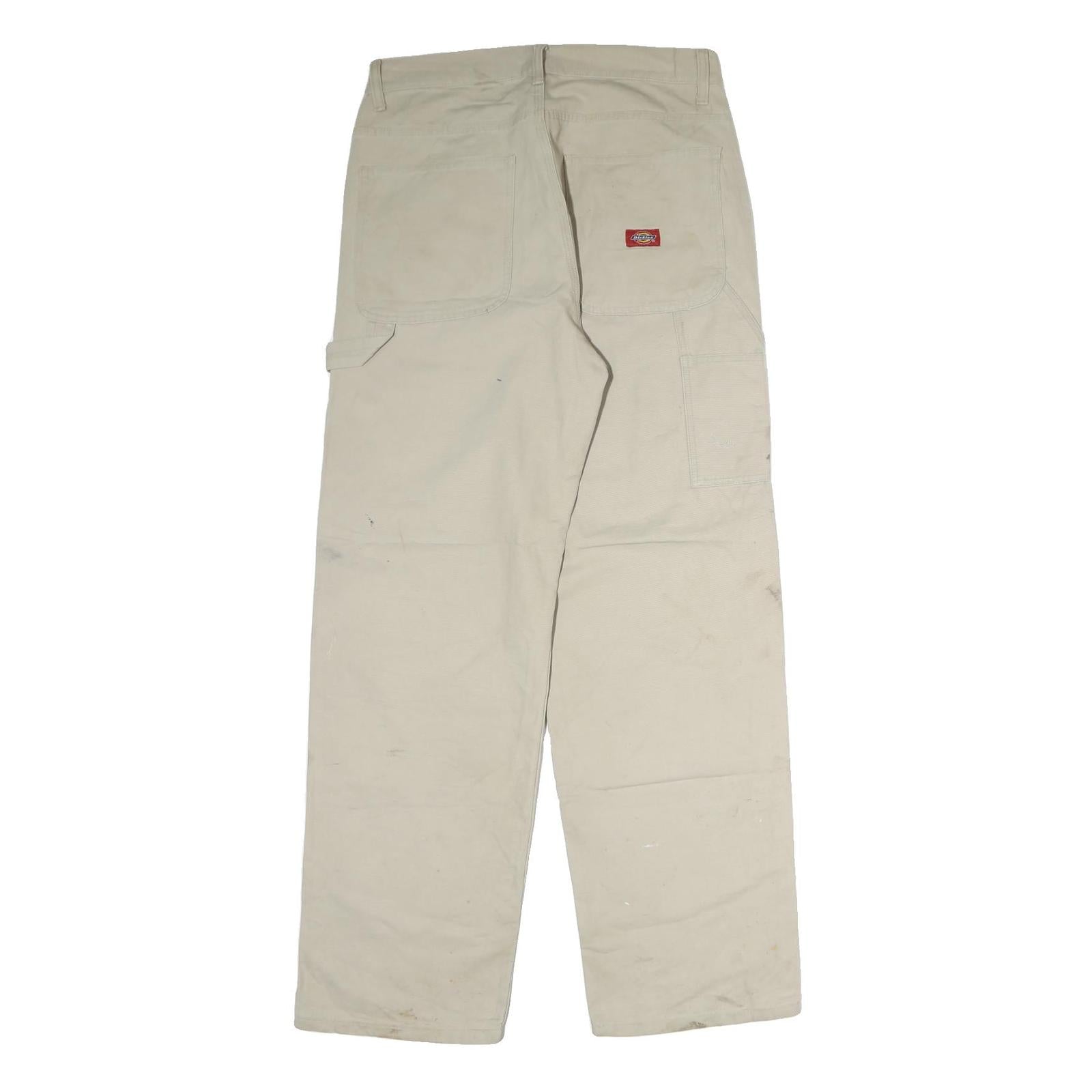 DICKIES Mens Beige Cotton Blend Regular Fit Straight Leg Trousers W32 L32