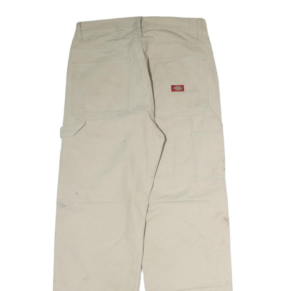 DICKIES Mens Beige Cotton Blend Regular Fit Straight Leg Trousers W32 L32