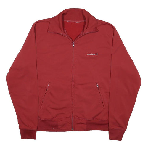 CARHARTT Mens Red Synthetic Zip Jacket S Plain Casual Lightweight Activewear