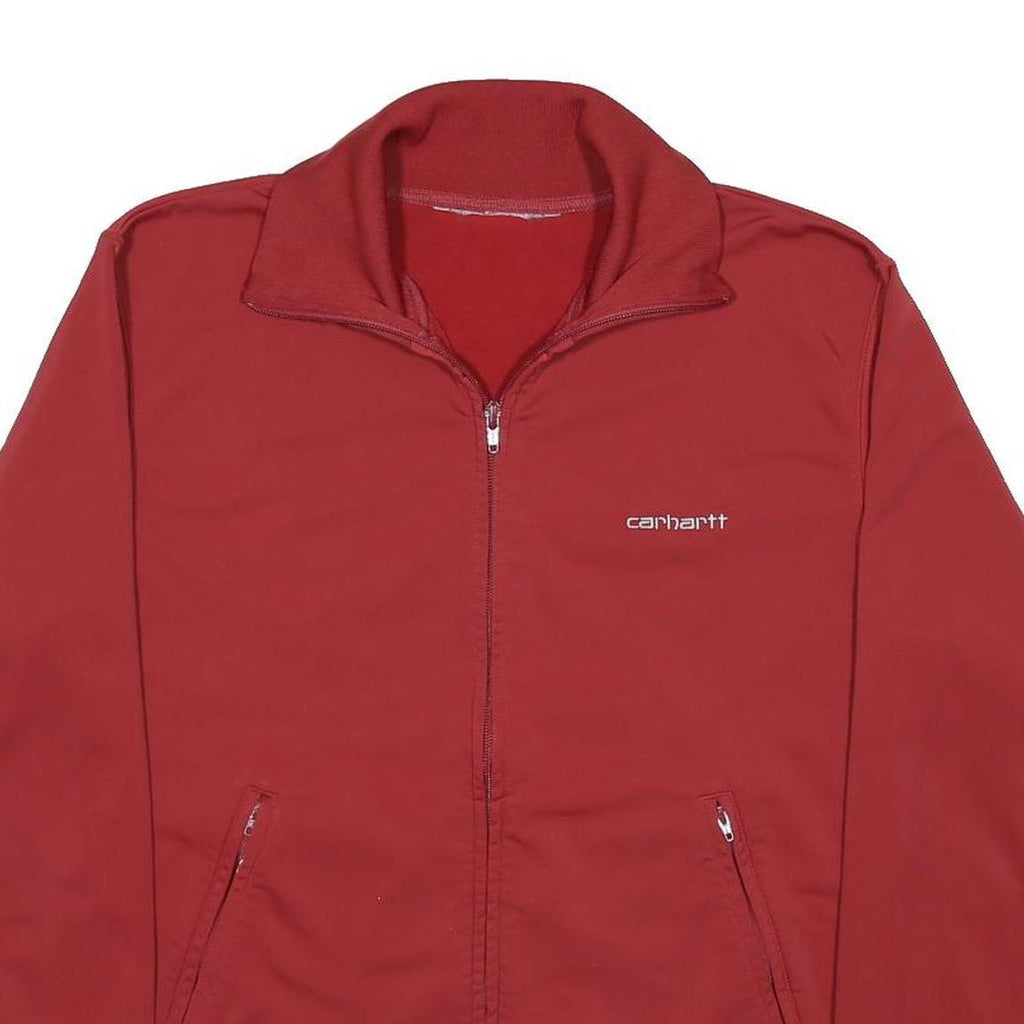 CARHARTT Mens Red Synthetic Zip Jacket S Plain Casual Lightweight Activewear