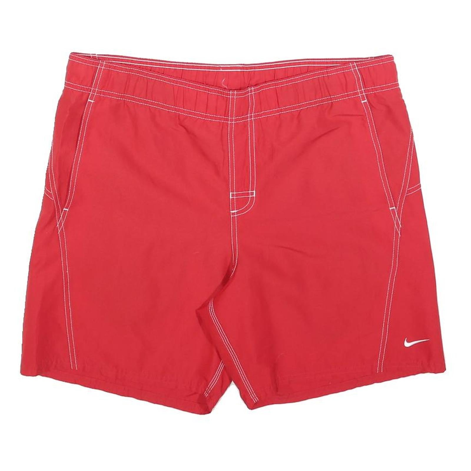 NIKE Mens Shorts Red M W36 Sports Casual Polyester Comfort Zip Pockets