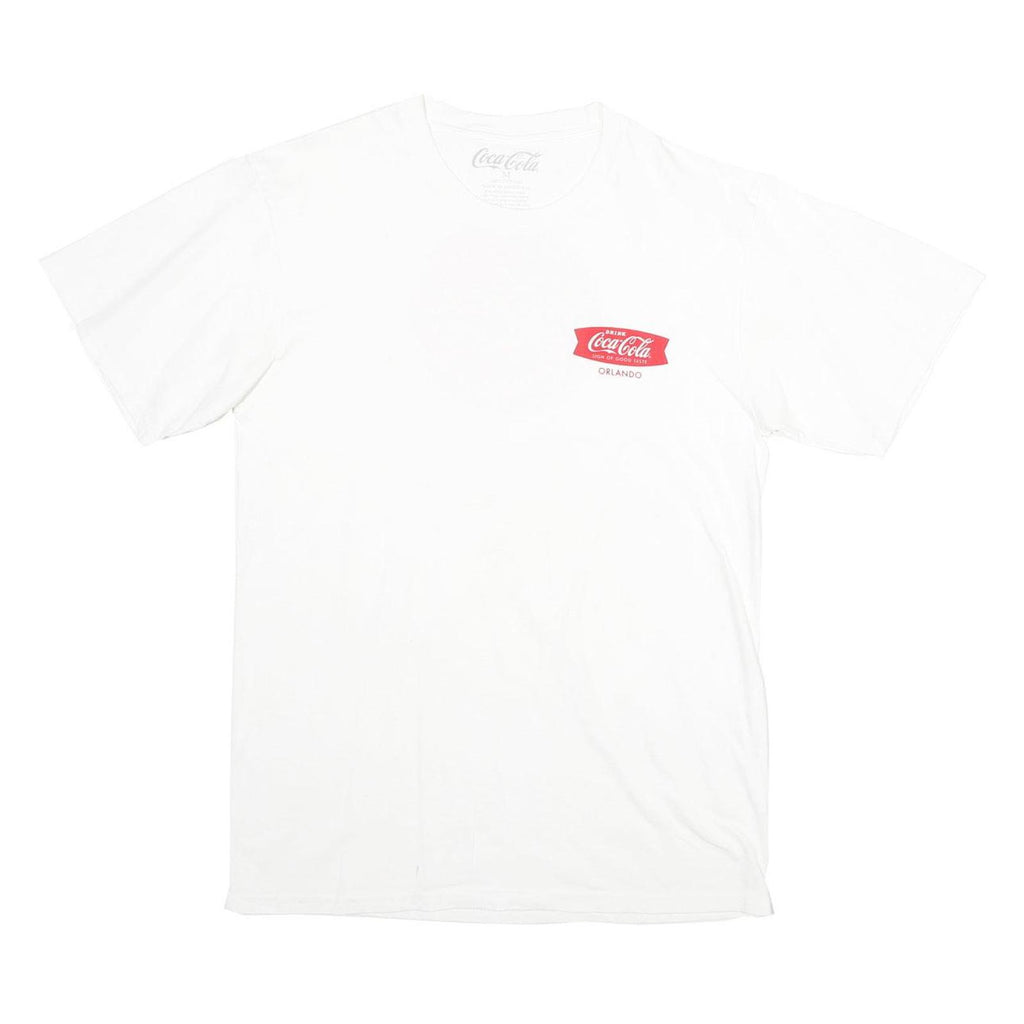 COCA COLA Mens White L Graphic T-Shirt Short Sleeve Round Neck Logo Print