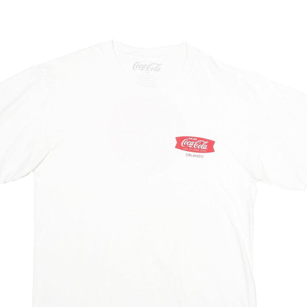 COCA COLA Mens White L Graphic T-Shirt Short Sleeve Round Neck Logo Print