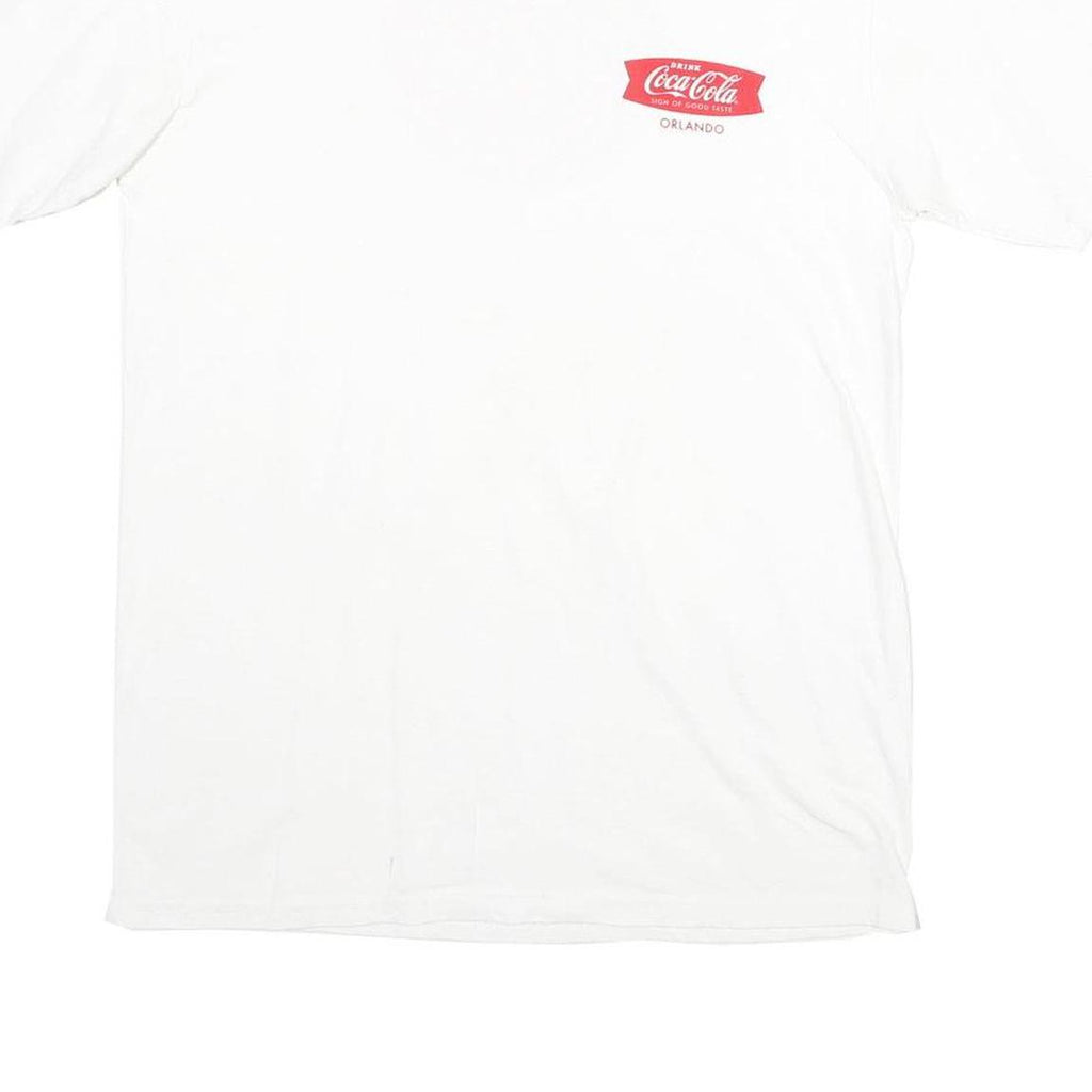 COCA COLA Mens White L Graphic T-Shirt Short Sleeve Round Neck Logo Print