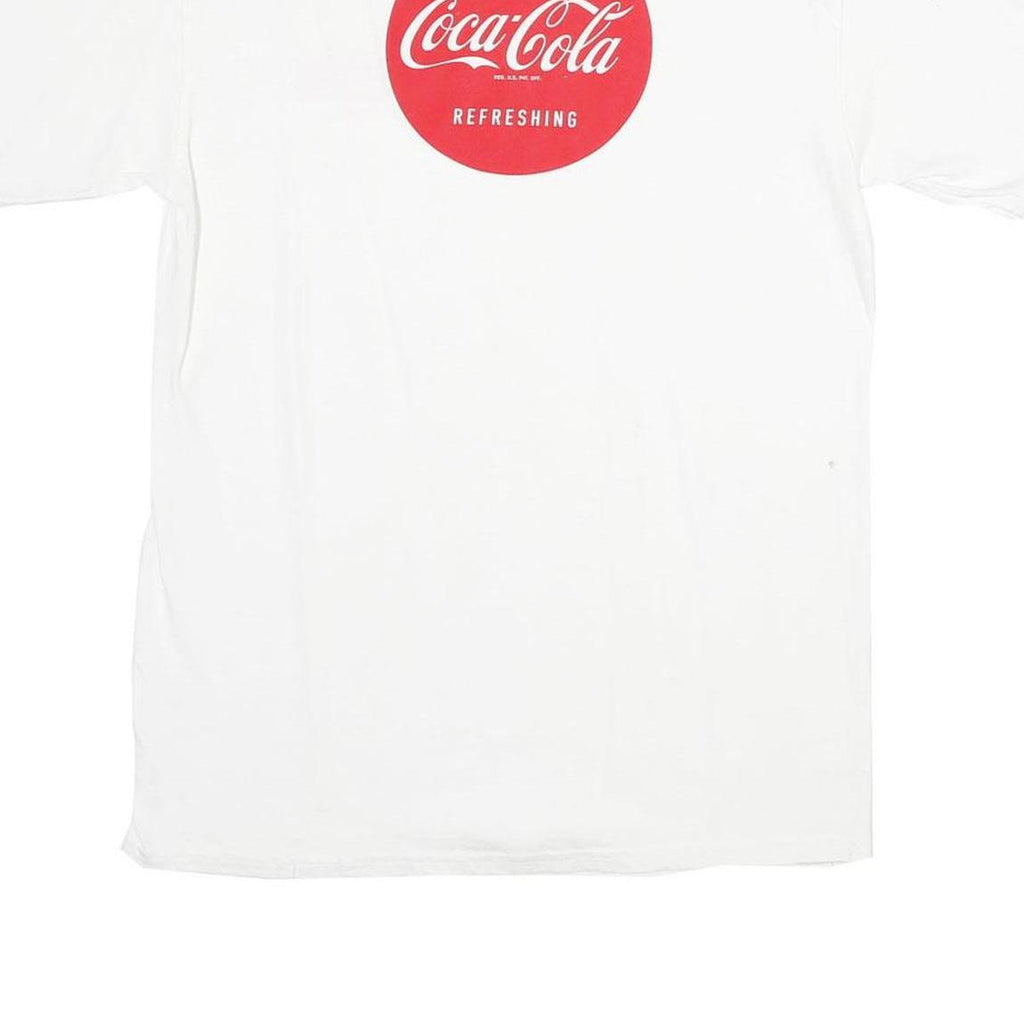 COCA COLA Mens White L Graphic T-Shirt Short Sleeve Round Neck Logo Print