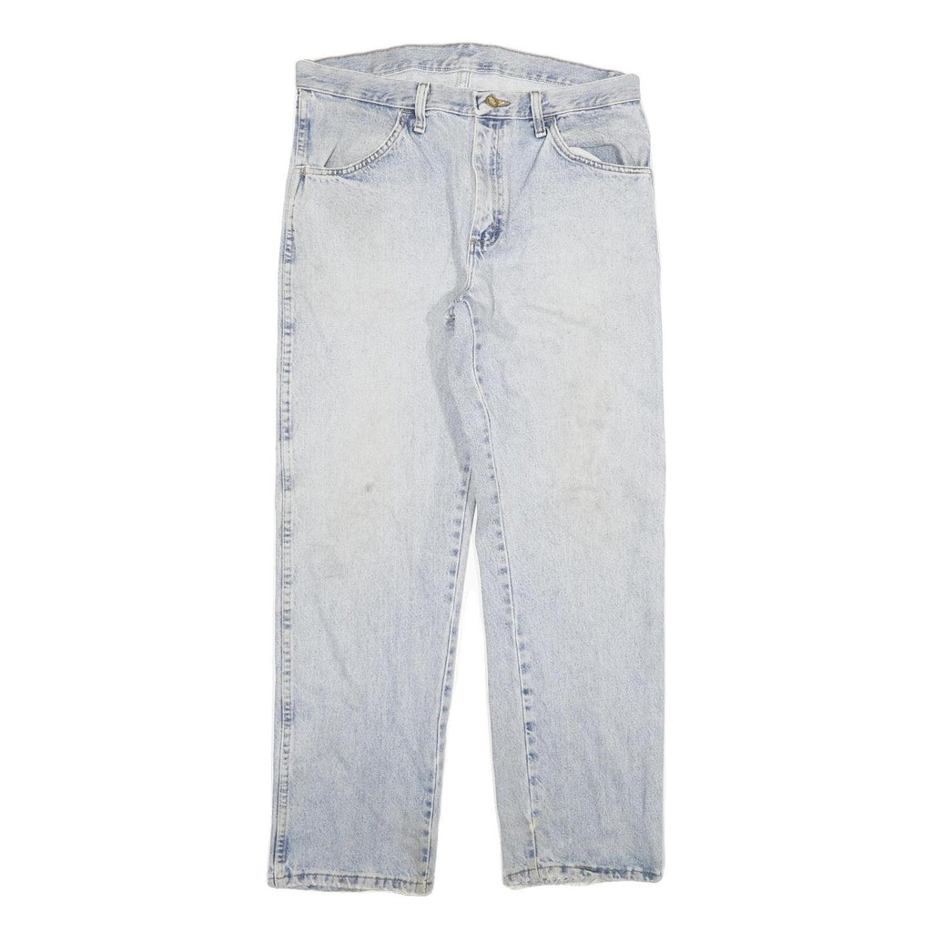 DICKIES Mens Jeans Blue Regular Straight Denim Light W33 L30 Classic Zip Cotton