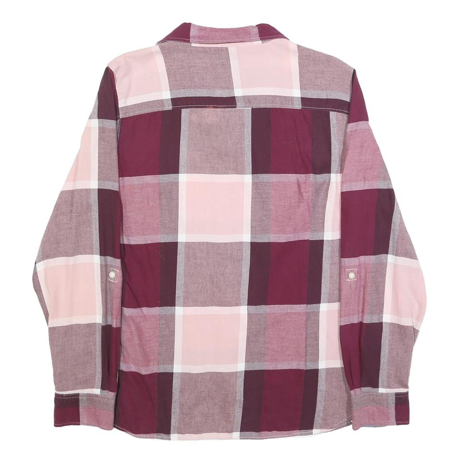 TOMMY HILFIGER Womens Pink & Burgundy Check Shirt M Cotton Long Sleeve Casual
