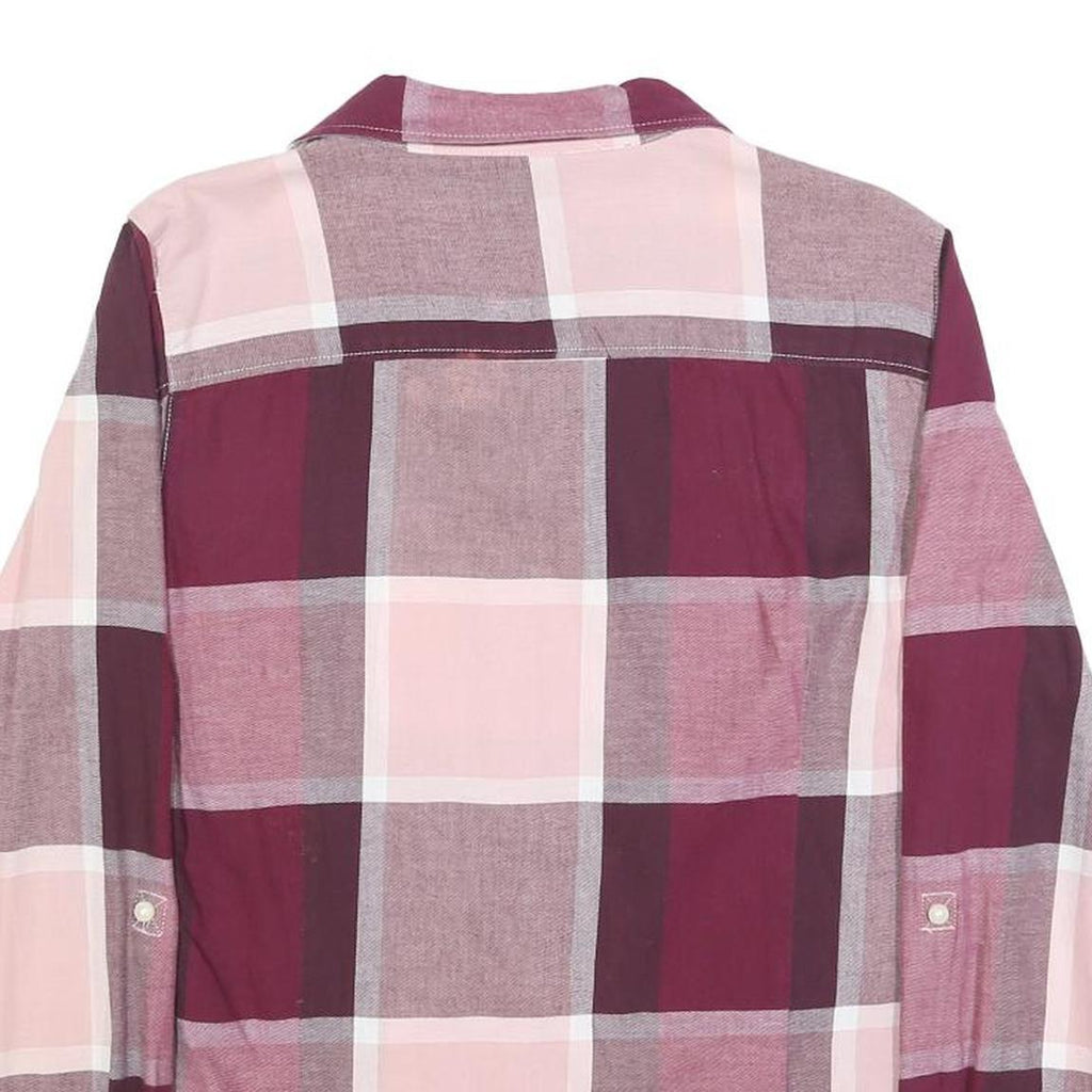 TOMMY HILFIGER Womens Pink & Burgundy Check Shirt M Cotton Long Sleeve Casual