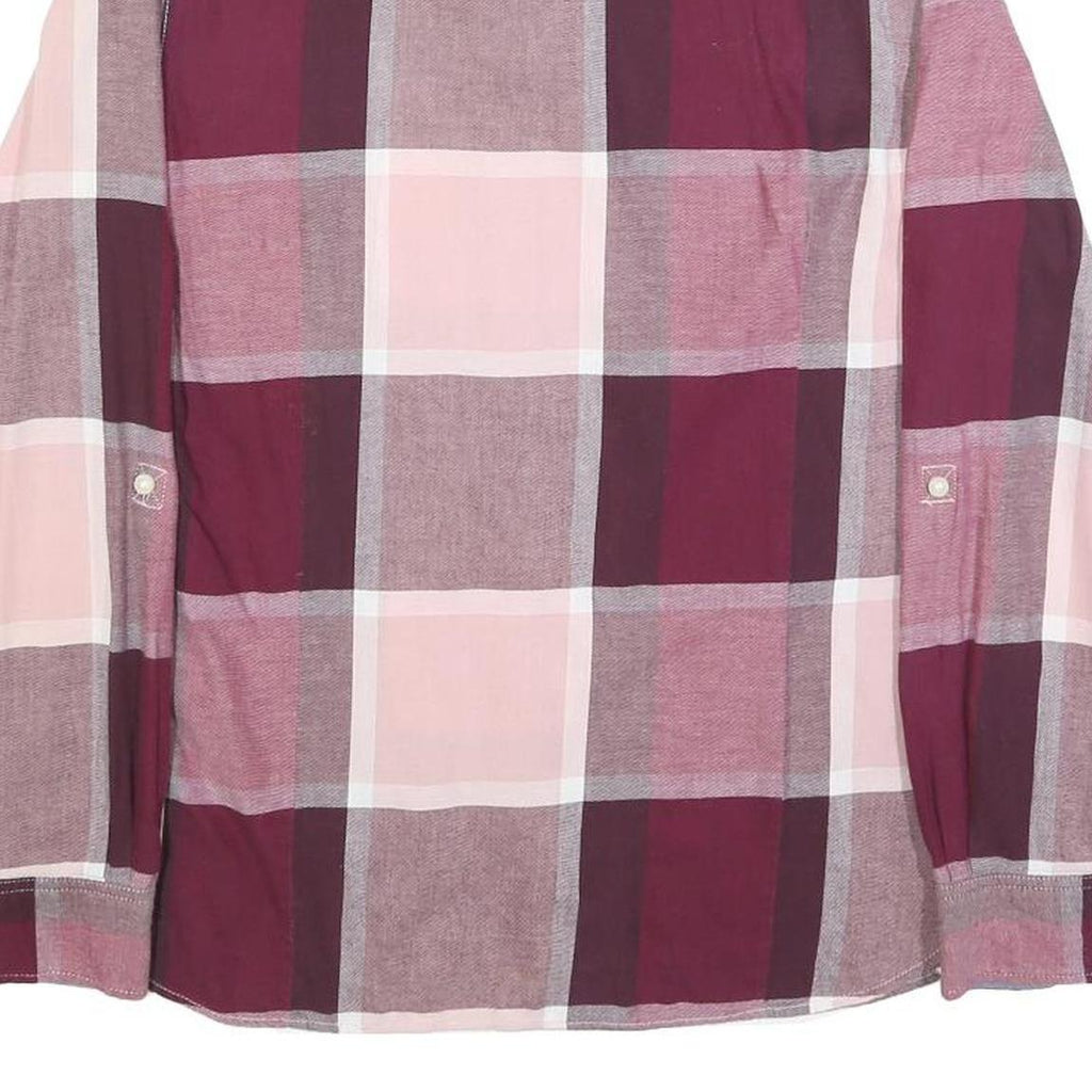 TOMMY HILFIGER Womens Pink & Burgundy Check Shirt M Cotton Long Sleeve Casual
