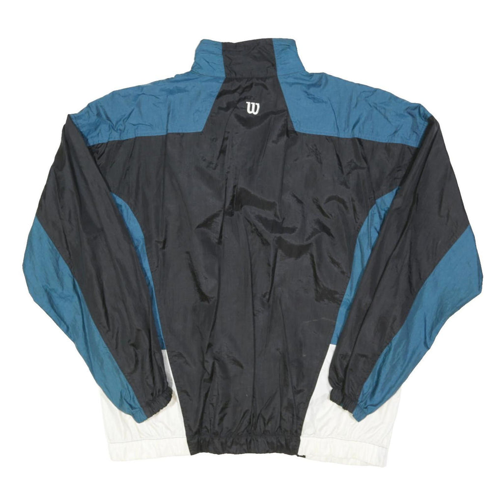 WILSON Mens Black & Blue Lightweight Nylon Zip Jacket XL Windbreaker Sportswear
