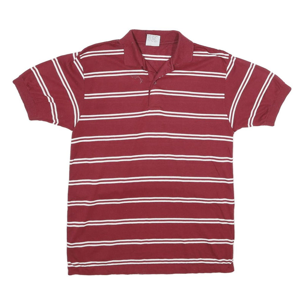 CUCAMONGA Mens Maroon & White Striped Short Sleeve Polo Shirt M Casual Comfort