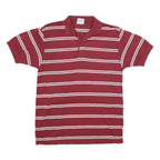 CUCAMONGA Mens Maroon & White Striped Short Sleeve Polo Shirt M Casual Comfort