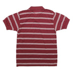 CUCAMONGA Mens Maroon & White Striped Short Sleeve Polo Shirt M Casual Comfort