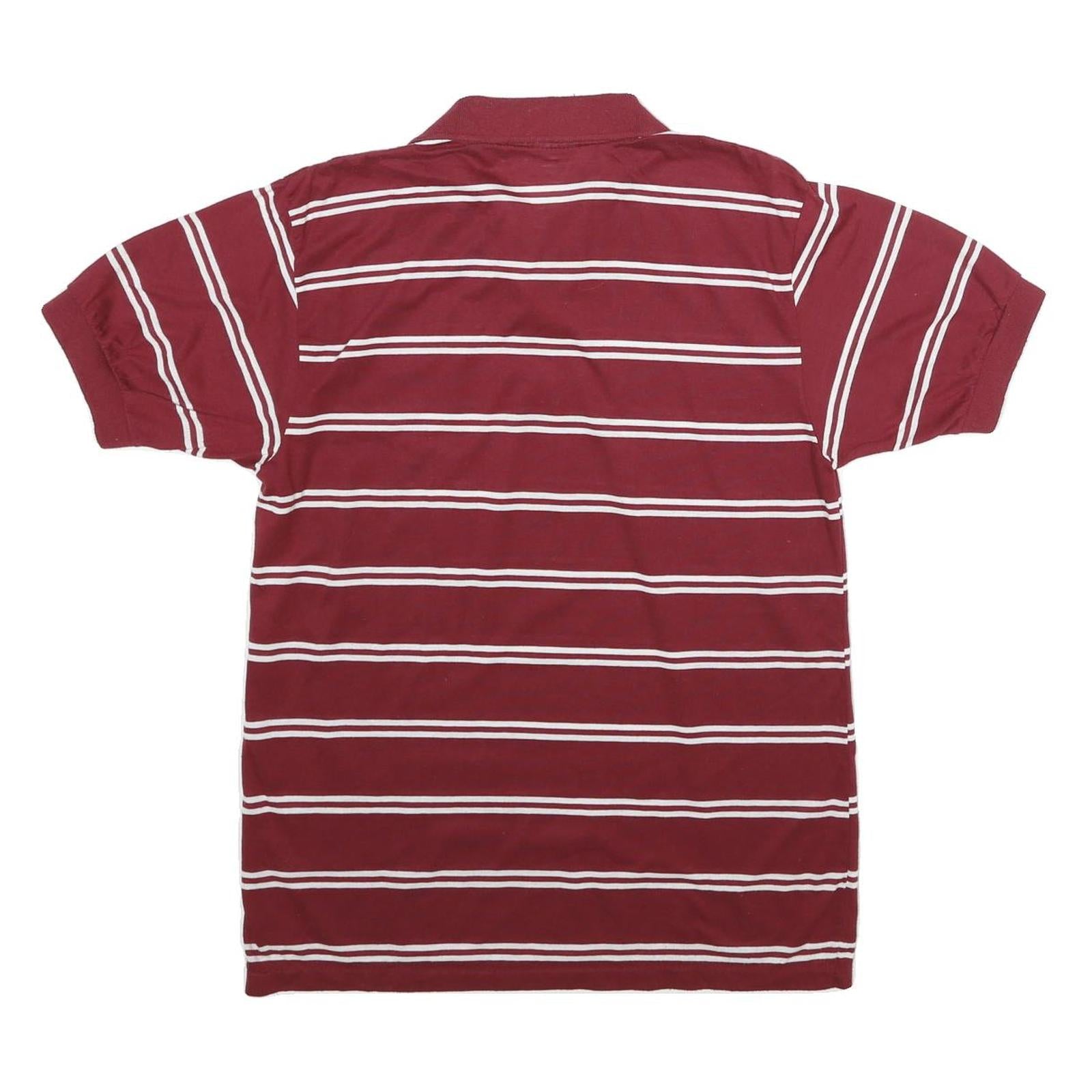 CUCAMONGA Mens Maroon & White Striped Short Sleeve Polo Shirt M Casual Comfort