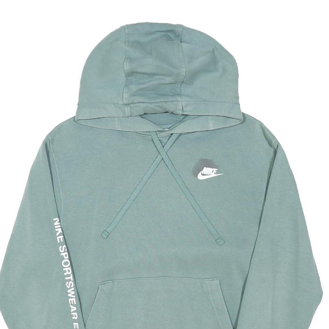 NIKE Mens Green Pullover Hoodie XS Cotton Blend Sportswear Est. 1972 Print