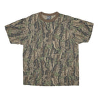 Mens Green Brown Camouflage Cotton Blend T-Shirt Short Sleeve Crew Neck Relaxed