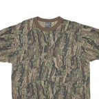 Mens Green Brown Camouflage Cotton Blend T-Shirt Short Sleeve Crew Neck Relaxed