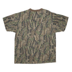 Mens Green Brown Camouflage Cotton Blend T-Shirt Short Sleeve Crew Neck Relaxed