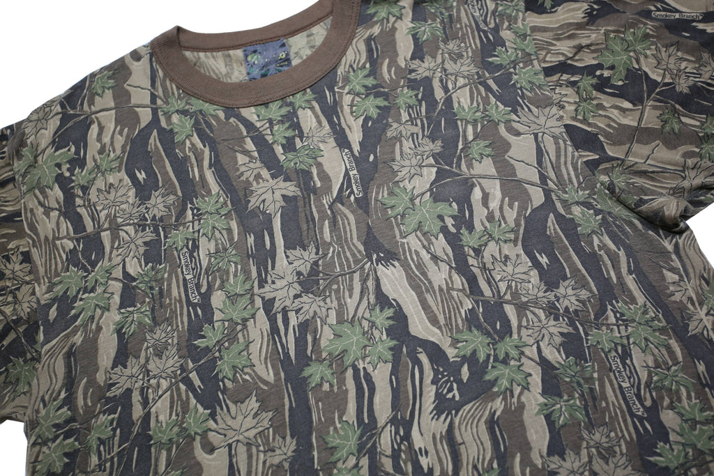 Mens Green Brown Camouflage Cotton Blend T-Shirt Short Sleeve Crew Neck Relaxed