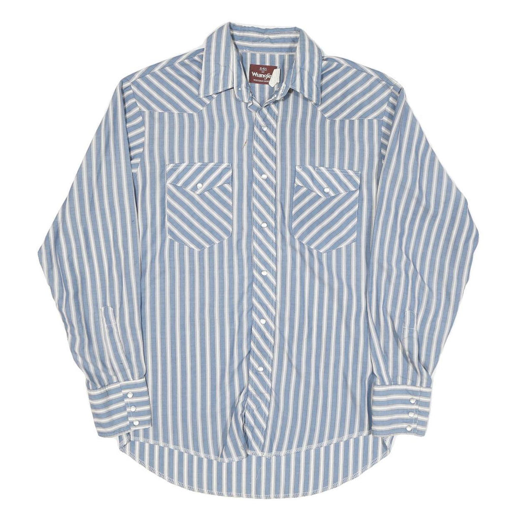 WRANGLER Mens Blue & White Stripe Western Shirt M Classic Button Design