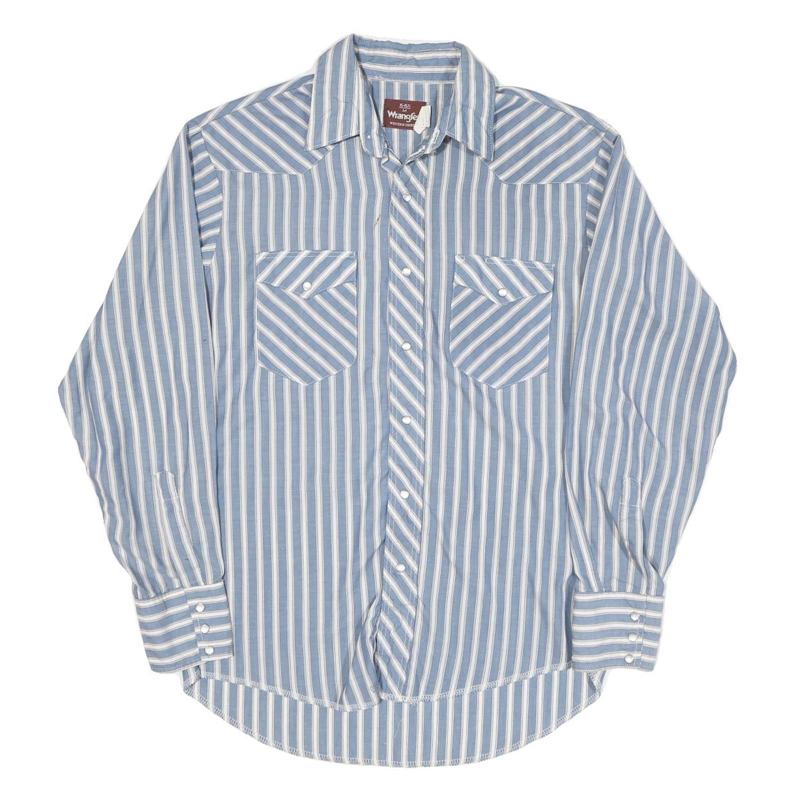 WRANGLER Mens Blue & White Stripe Western Shirt M Classic Button Design