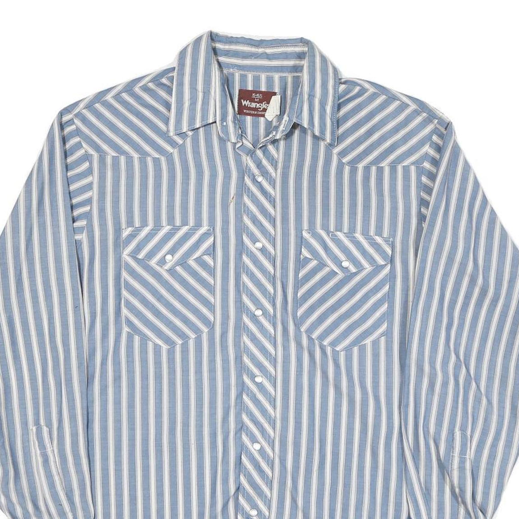 WRANGLER Mens Blue & White Stripe Western Shirt M Classic Button Design
