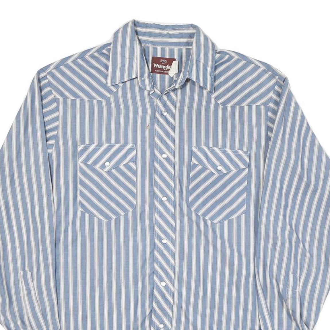WRANGLER Mens Blue & White Stripe Western Shirt M Classic Button Design