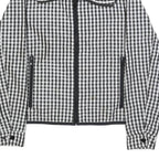 LAUREN RALPH LAUREN Womens Black & White Checked Zip Jacket L Polyester Casual