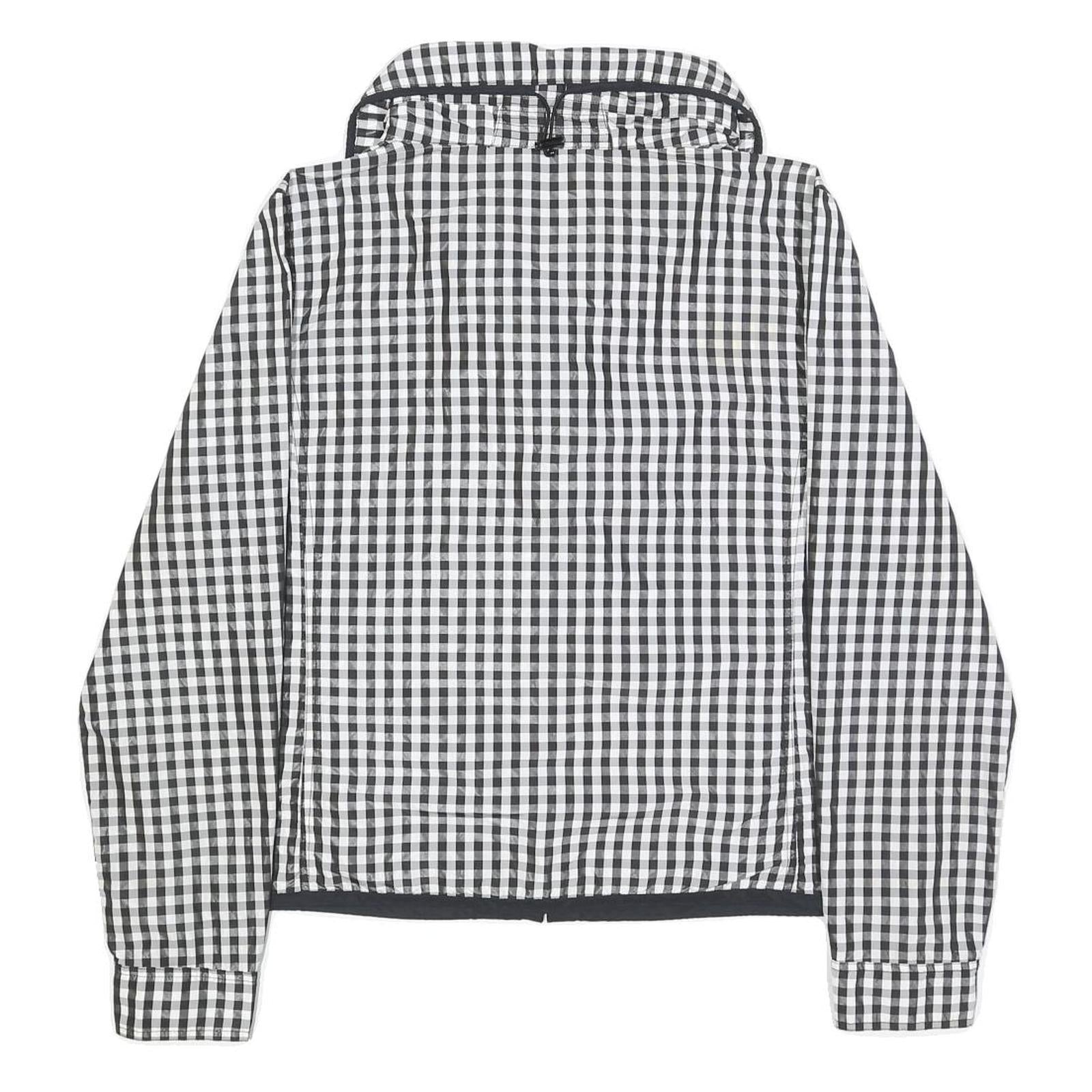 LAUREN RALPH LAUREN Womens Black & White Checked Zip Jacket L Polyester Casual